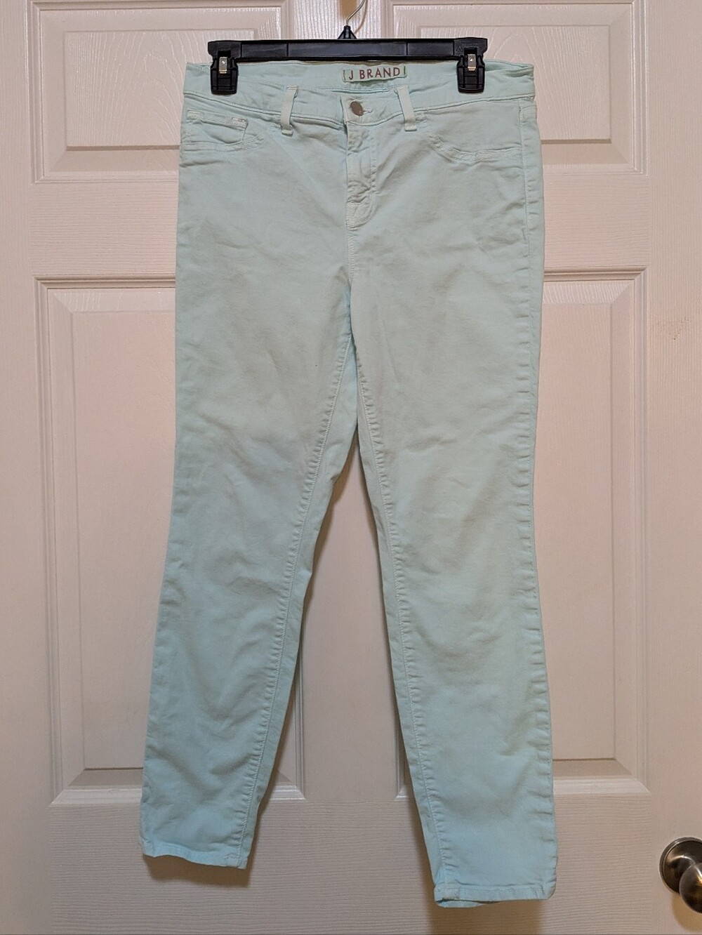 J Brand Light Aqua Midrise Skinny Capri Pants 30